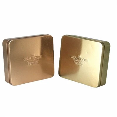 Gold Square Metal Tin Box